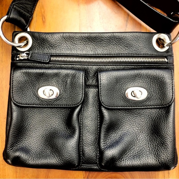 Danier Genuine Leather Black Crossbody Bag Minimalist Travel Bag Hands Free Bag - Picture 2 of 15